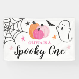 Spooky One Halloween rosa Kürbis 1. Geburtstag Banner