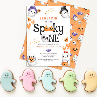 Spooky One Niedlich Ghost Halloween 1. Geburtstag Einladung