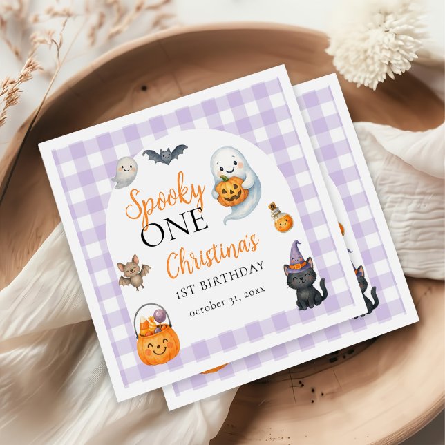 Spooky One Niedlich Ghost Halloween 1. Geburtstag  Serviette (Von Creator hochgeladen)