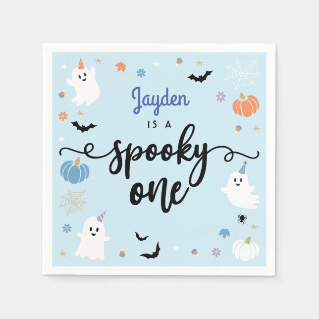 Spooky One Niedlich Ghost Halloween 1. Geburtstag Serviette (Vorderseite)