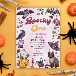 Spooky One Niedlich Halloween 1. Geburtstag Einlad Einladung