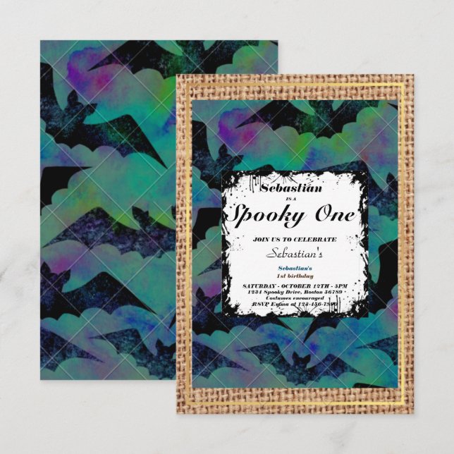 Spooky One Niedlich Halloween Ghost 1. Geburtstag  Einladung (Vorne/Hinten)