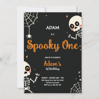 Spooky One Niedlich Halloween Ghost 1. Geburtstag  Einladung