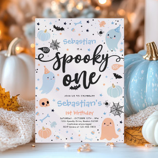 Spooky One Niedlich Halloween Ghost 1. Geburtstag  Einladung