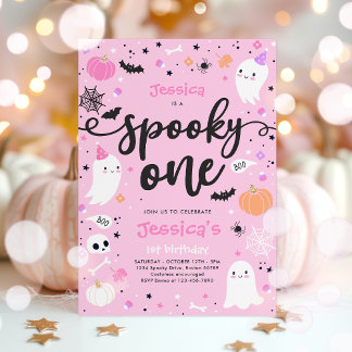 Spooky One Niedlich Halloween Ghost 1. Geburtstag  Einladung