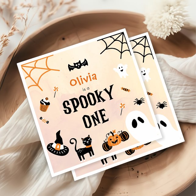 Spooky One Niedlich Halloween Ghost 1. Geburtstag Serviette (Von Creator hochgeladen)