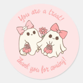 Spooky One Niedlich Pink Ghost & Bows 1. Geburtsta Runder Aufkleber