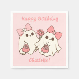 Spooky One Niedlich Pink Ghost & Bows 1. Geburtsta Serviette