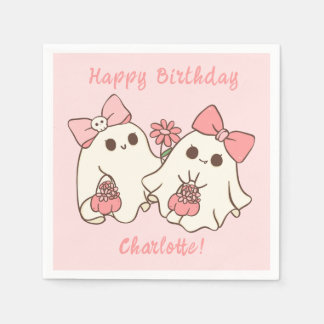 Spooky One Niedlich Pink Ghost & Bows 1. Geburtsta Serviette