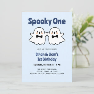 Spooky One Niedlich Twin Boys Halloween 1. Geburts Einladung