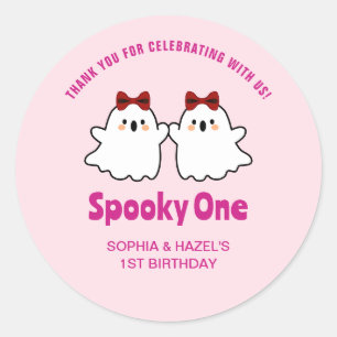 Spooky One Niedlich Twins Halloween 1. Geburtstag  Runder Aufkleber