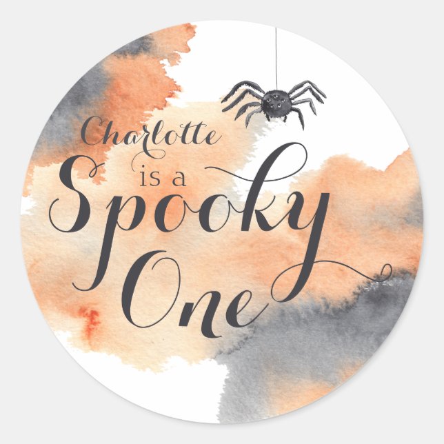 Spooky One Niedlich Watercolor Halloween 1. Geburt Runder Aufkleber (Vorderseite)
