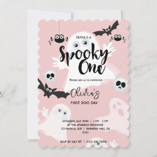 Spooky One Pink 1. Geburtstag Ghost Girls Hallowee Einladung