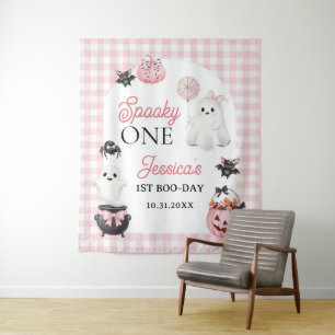 Spooky One Pink Ghost Halloween 1. Geburtstag Part Wandteppich