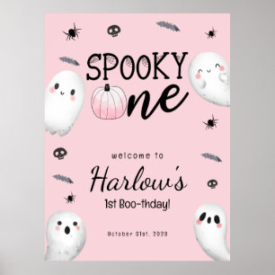 Spooky One Pink Ghost Halloween Geburtstag Willkom Poster