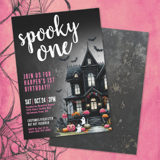 Spooky One Pink Halloween 1. Geburtstag Einladung