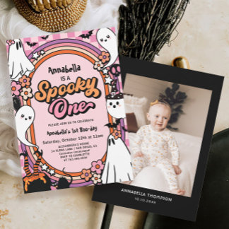 Spooky One Pink Halloween 1. Geburtstag Party Einladung