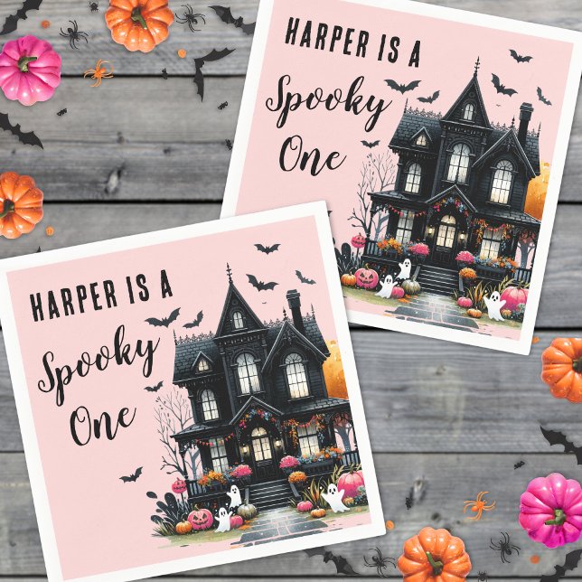 Spooky One Pink Halloween 1. Geburtstag Party Serviette (Spooky One Pink Halloween 1st Birthday Party Napkins)
