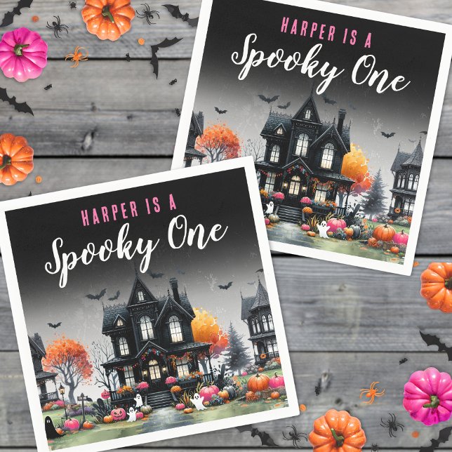 Spooky One Pink Halloween 1. Geburtstag Serviette (Spooky One Pink Halloween 1st Birthday Napkins )