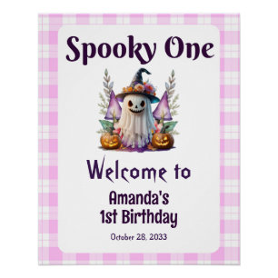 Spooky One Pink Halloween Erste Geburtstagsparty Poster