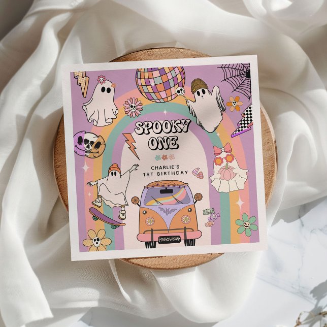 Spooky One Retro Fun 1. Geburtstag Party Serviette (Von Creator hochgeladen)