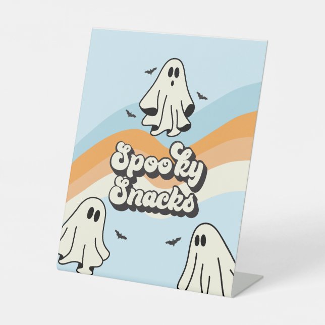 Spooky One Retro Ghost Birthday Snacks Sockelschild (Vorderseite)