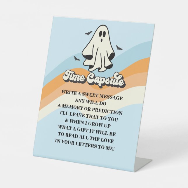 Spooky One Retro Ghost Birthday Time Kapsel Sockelschild (Vorderseite)