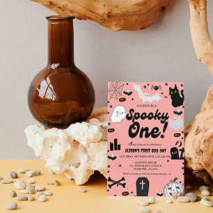 Spooky One Retro Grovy Halloween Mädchen 1. Geburt Einladung