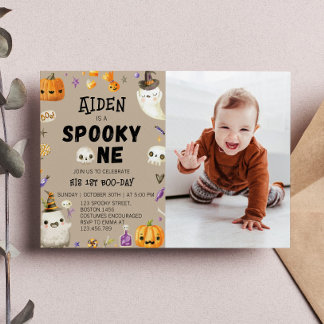 Spooky One Vintag Ghost 1. Geburtstag Einladung