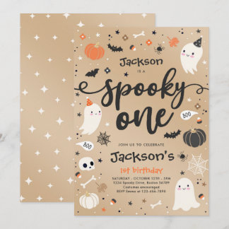 Spooky One Vintag Halloween Ghost 1. Geburtstag Einladung