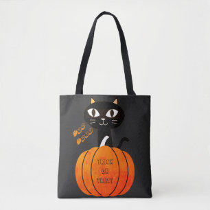 Spooky Orange & Black Cat Trick oder Treat Hallowe