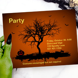 Spooky Orange Grunge Halloween Einladung Postkarte