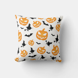 Spooky Orange Halloween Pumpkin Nahtloses Muster Kissen