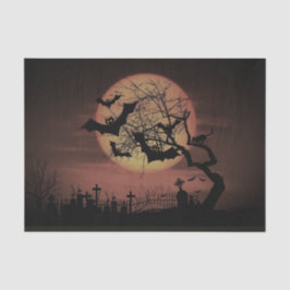 Spooky Orange Harvest Moon Bats und Cemetary Seidenpapier