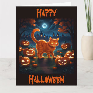 Spooky Orange Kitten zu Halloween Karte