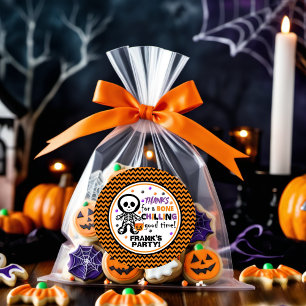 Spooky Orange Skeleton Boy Halloween Geburtstag Runder Aufkleber