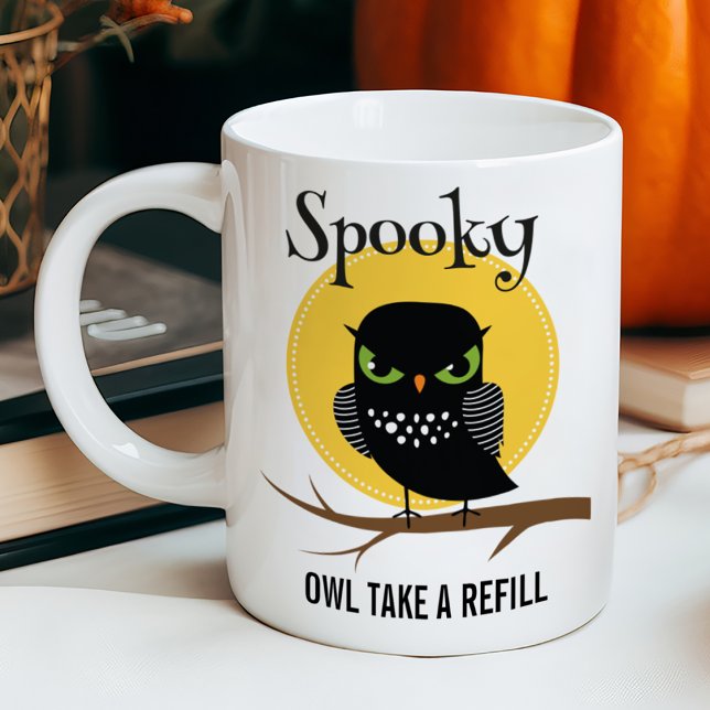 Spooky Owl Anpassbar Halloween Kaffeetasse (Von Creator hochgeladen)