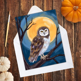 Spooky Owl Full Moon Happy Halloween Feiertagskarte