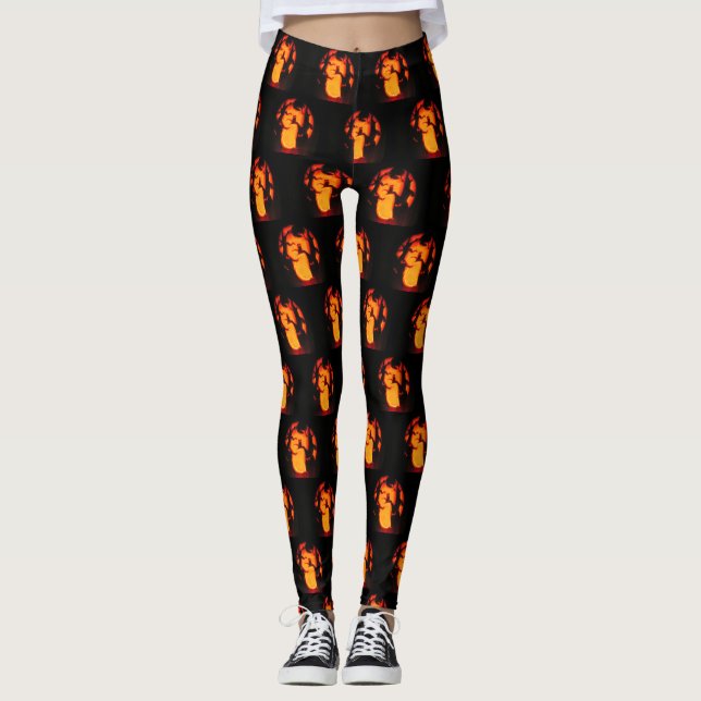 Spooky Owl Halloween Leggings (Vorderseite)