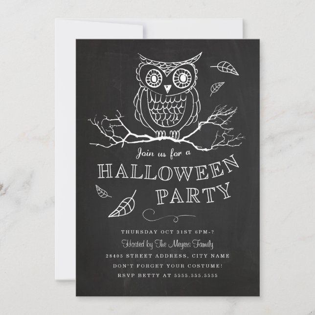 Spooky Owl Halloween-Party Einladung (Vorderseite)