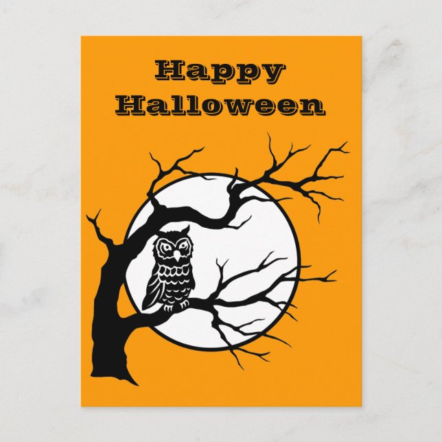 Spooky Owl im Baum Postkarte (Vorderseite)