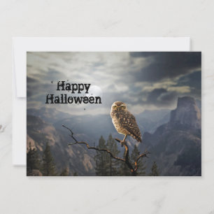 Spooky Owl Moon Graphic Halloween Flat Feiertagskarte