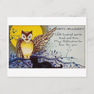 Spooky Owl Vintag Halloween Postkarte