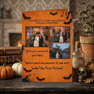 Spooky Palms Resort Orange Halloween-Foto Feiertagskarte