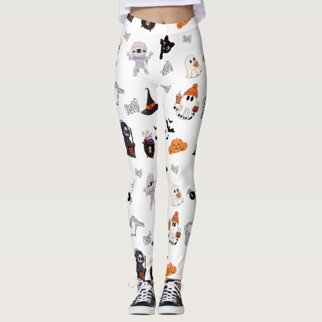 Spooky Parade: Halloween-Charakter-Leggings Leggings (Vorderseite)