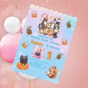 Spooky Party Animals Thema Kindergeburtstag einlad Einladung