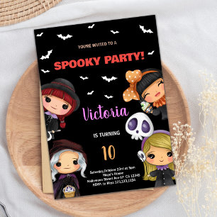 Spooky Party Schwarzes Halloween Einladungen