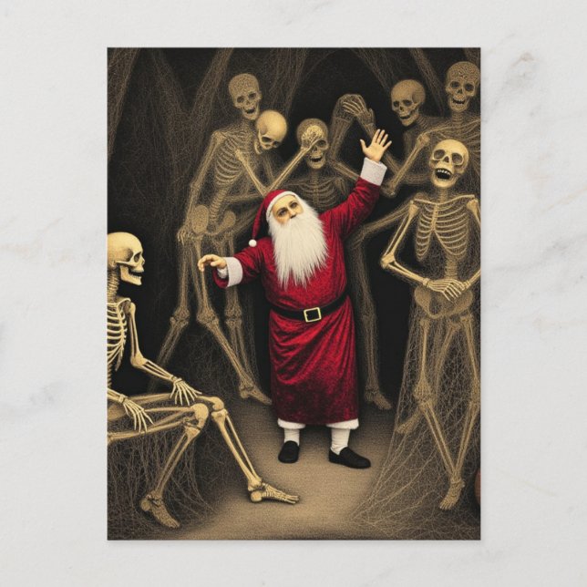Spooky Party with Santa and the Skeletons Postkarte (Vorderseite)