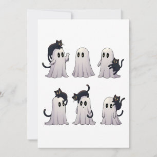 Spooky Pastel Gothic Geister Schwarze Katzen Hallo Dankeskarte