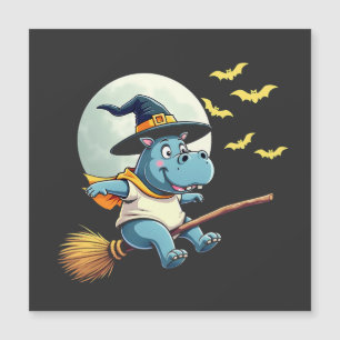 Spooky Pastel Halloween Baby Moo Deng Hippo Magnetkarte